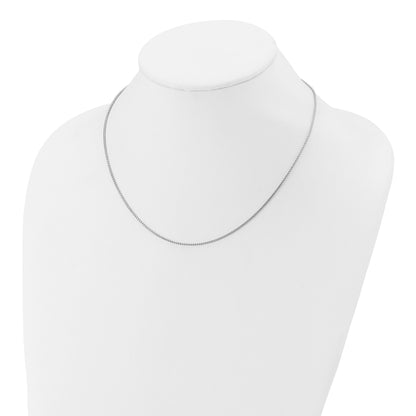 18 Inch Sterling Silver Rh Plated 1.25mm Round Box 1In+1In Adj. Chain Necklace