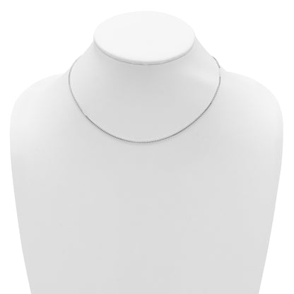 18 Inch Sterling Silver Ss Rh Plated 1.2mm Box 1In+1In Adjustable Chain Necklace