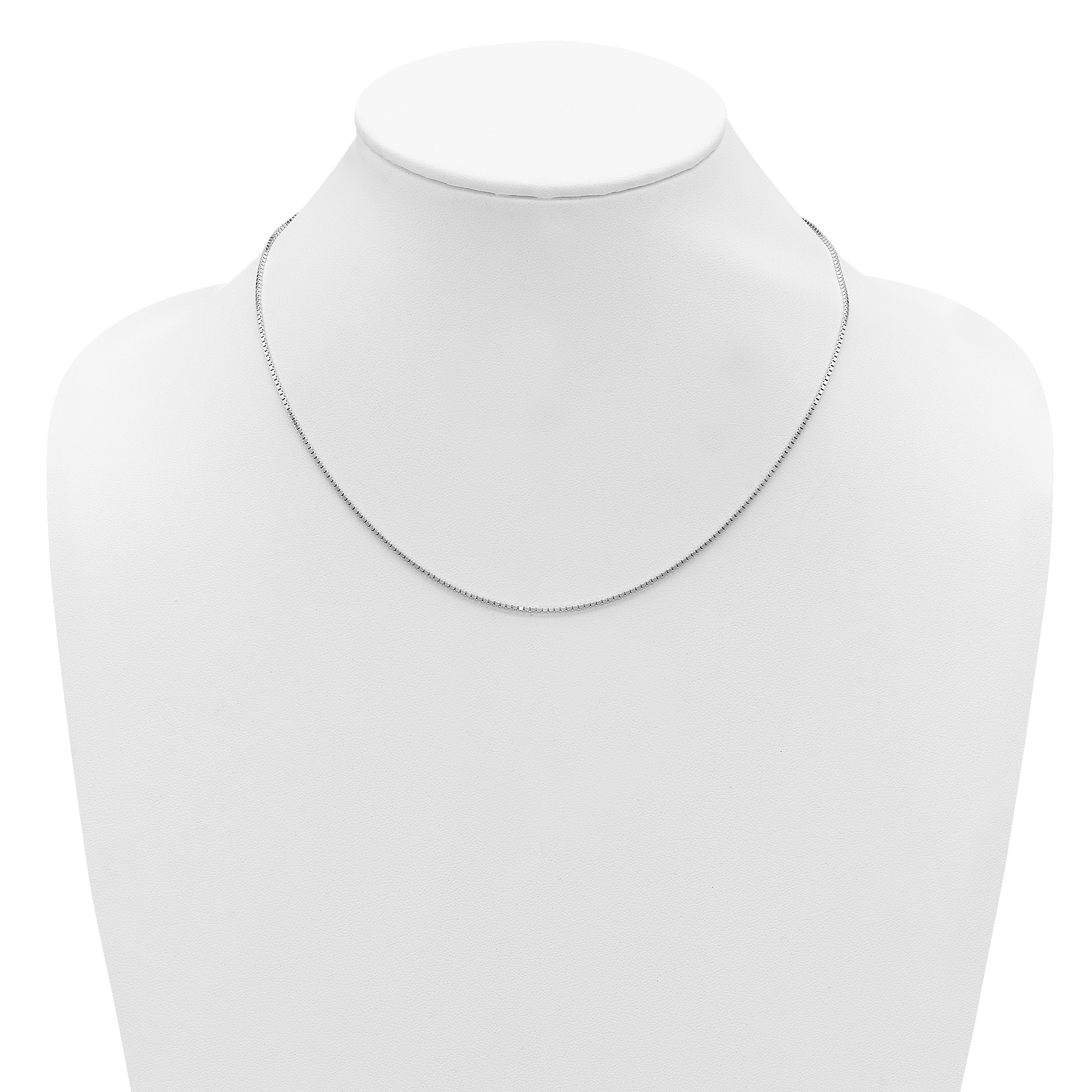 18 Inch Sterling Silver Ss Rh Plated 1.2mm Box 1In+1In Adjustable Chain Necklace