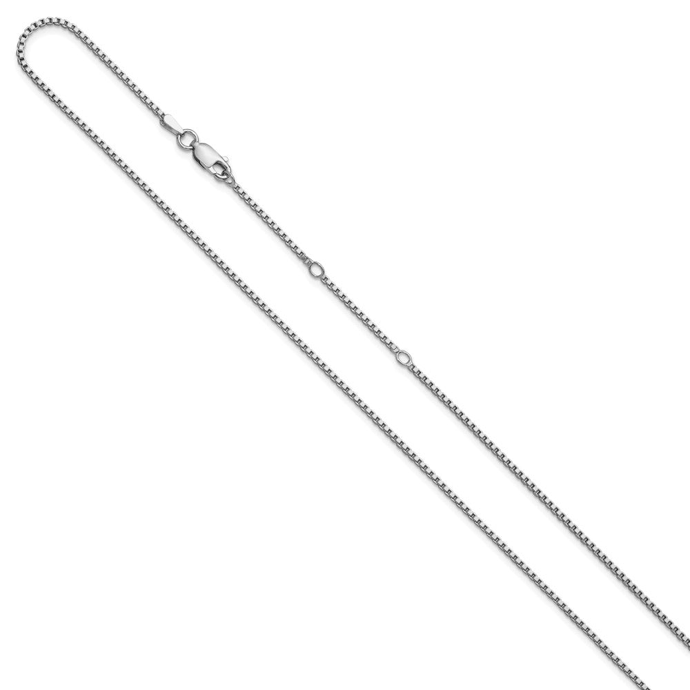 18 Inch Sterling Silver Ss Rh Plated 1.3mm Box 1In+1In Adjustable Chain Necklace