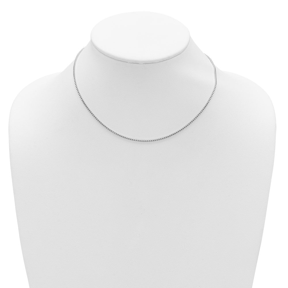 18 Inch Sterling Silver Ss Rh Plated 1.3mm Box 1In+1In Adjustable Chain Necklace