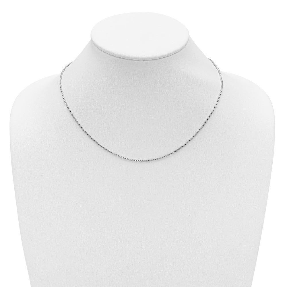 18 Inch Sterling Silver Ss Rh Plated 1.3mm Box 1In+1In Adjustable Chain Necklace