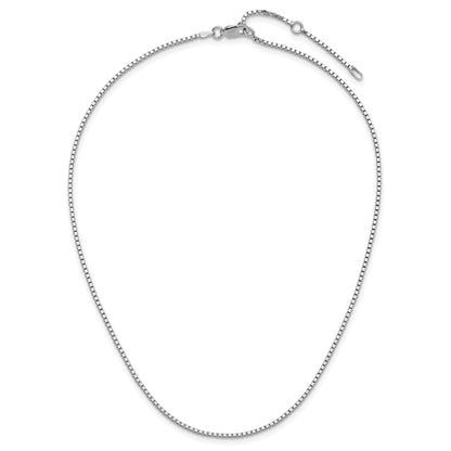 18 Inch Sterling Silver Ss Rh Plated 1.5mm Box 1In+1In Adjustable Chain Necklace