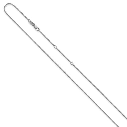 18 Inch Sterling Silver Rh Plated .95mm Round Box 1In+1In Adj. Chain Necklace
