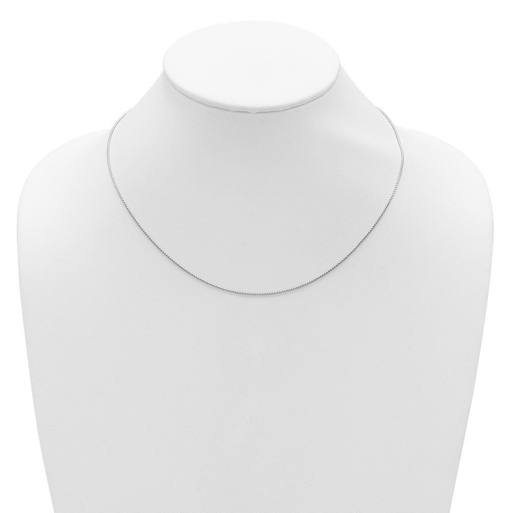 18 Inch Sterling Silver Rh Plated .95mm Round Box 1In+1In Adj. Chain Necklace