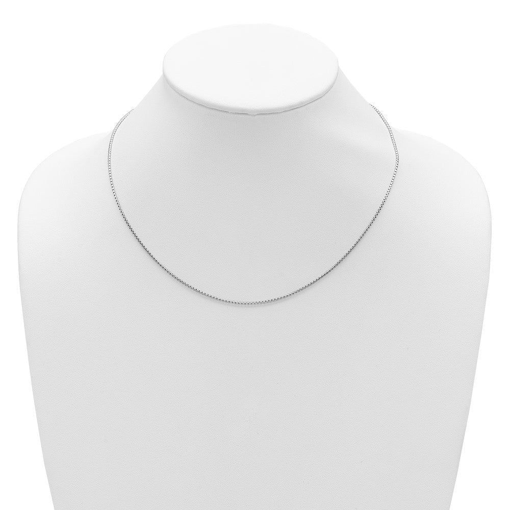 18 Inch Sterling Silver Rh Plated 1.3mm Round Box 1In+1In Adj. Chain Necklace