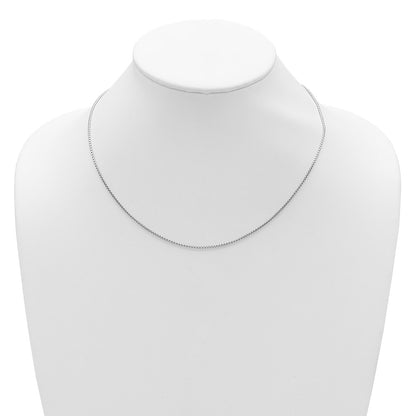 18 Inch Sterling Silver Rh Plated 1.3mm Round Box 1In+1In Adj. Chain Necklace