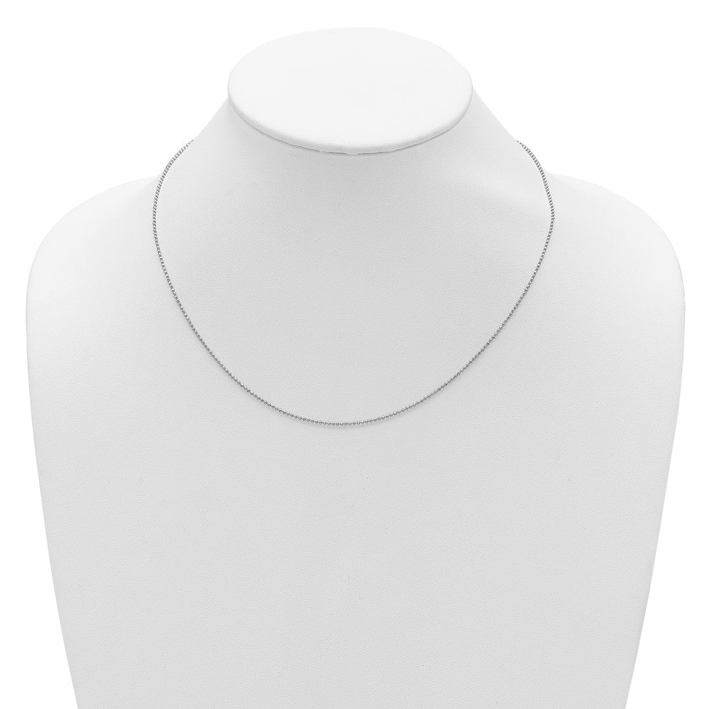 18 Inch Sterling Silver Rh Plated 1.5mm Round Box 1In+1In Adj. Chain Necklace