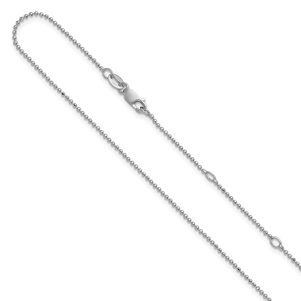 18 Inch Sterling Silver Rh Plated 1.5mm Round Box 1In+1In Adj. Chain Necklace
