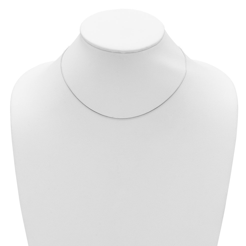 18 Inch Sterling Silver Ss Rh Plat .95mm Round Snake 1In+1In Adjustable Chain Necklace