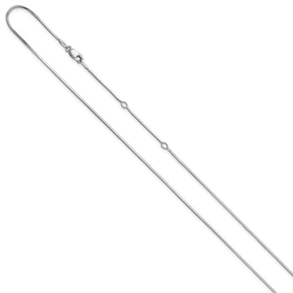 18 Inch Sterling Silver Ss Rh Plated 1mm D/C Square Snake 1In+1In Adjustable Chain Necklace