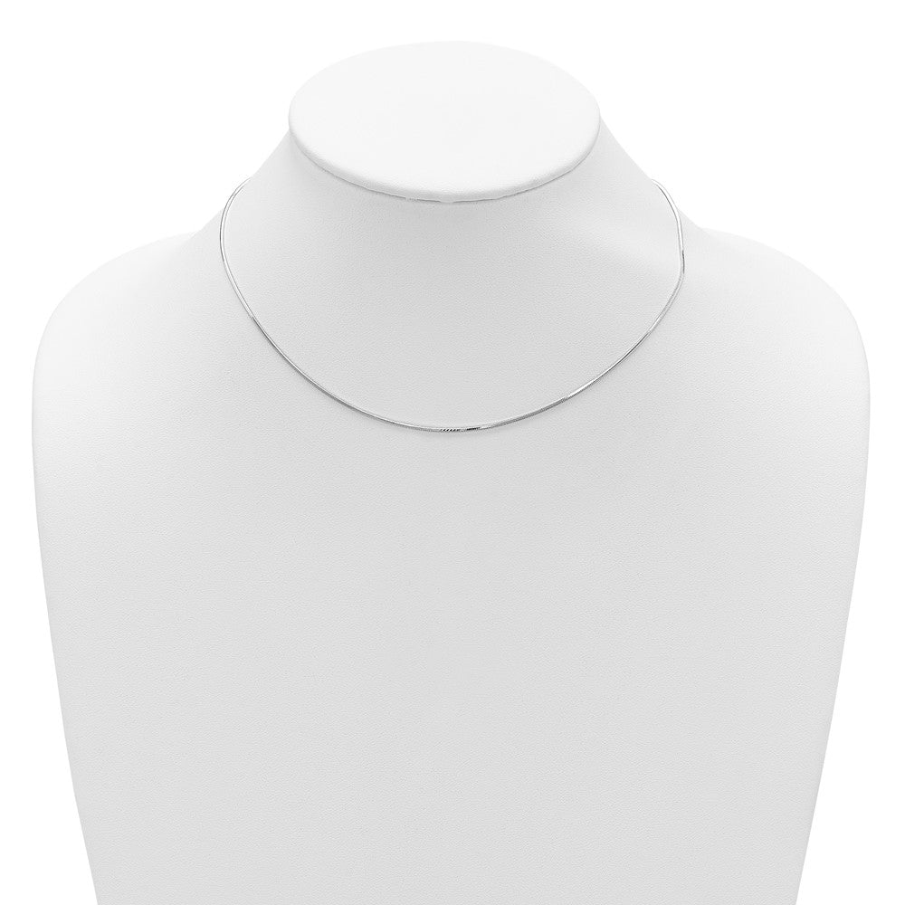 18 Inch Sterling Silver Ss Rh Plated 1mm D/C Square Snake 1In+1In Adjustable Chain Necklace