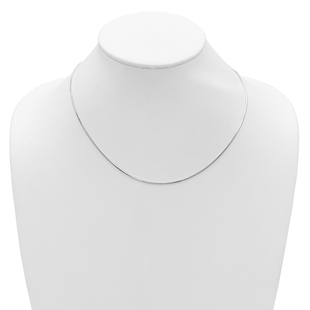 18 Inch Sterling Silver Ss Rh Plated 1mm D/C Square Snake 1In+1In Adjustable Chain Necklace