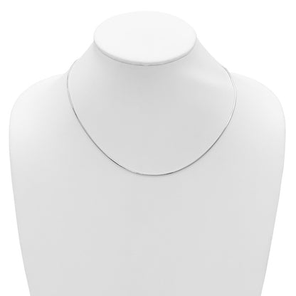 18 Inch Sterling Silver Ss Rh Plated 1mm D/C Square Snake 1In+1In Adjustable Chain Necklace