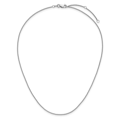18 Inch Sterling Silver Rh Plated 1.35mm Rolo 1In+1In Adjustable Chain Necklace