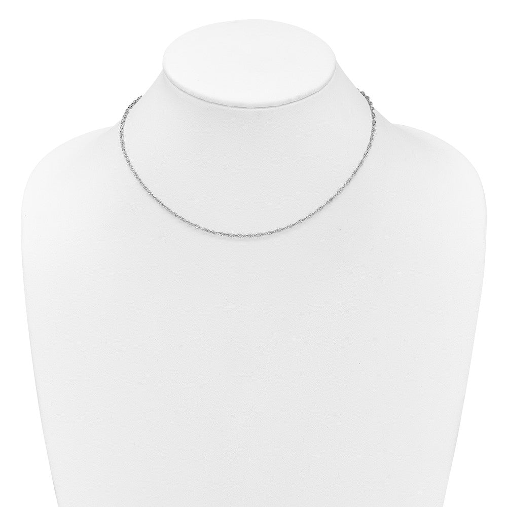 18 Inch Sterling Silver Rh Plated 2mm Singapore 1In+1In Adjustable Chain Necklace