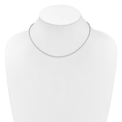 18 Inch Sterling Silver Rh Plated 2mm Singapore 1In+1In Adjustable Chain Necklace