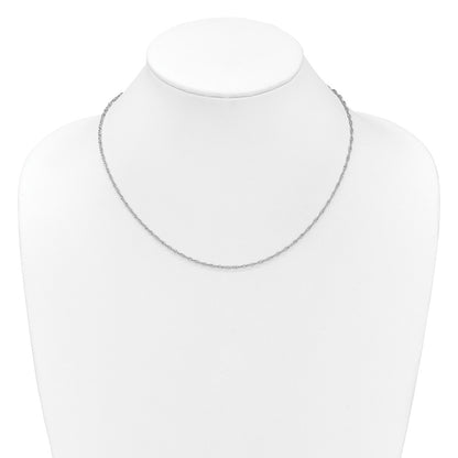 18 Inch Sterling Silver Rh Plated 2mm Singapore 1In+1In Adjustable Chain Necklace