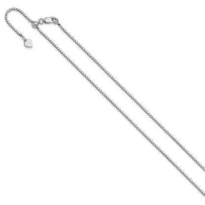 22 Inch Sterling Silver Rh Plated Adjustable 1.5mm Box Chain Necklace