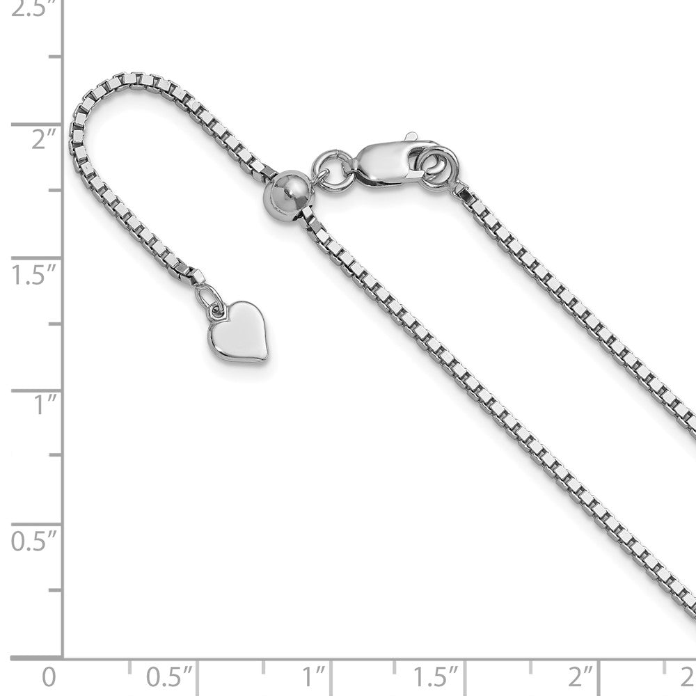 3 Inch Sterling Silver Rh Plated Adjustable 1.5mm Box Chain Necklace