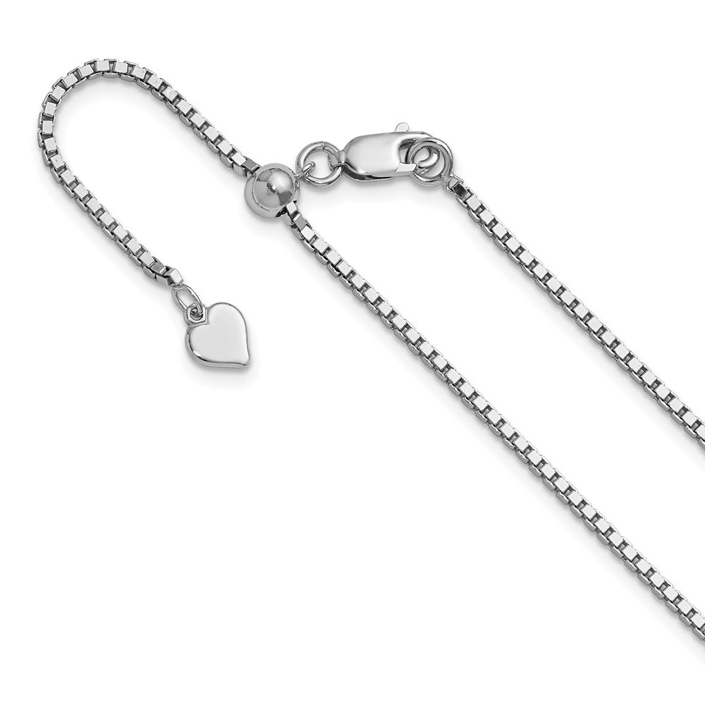 36 Inch Sterling Silver Rh Plated Adjustable 1.5mm Box Chain Necklace