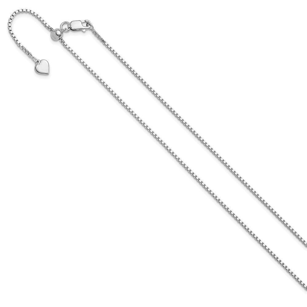 3 Inch Sterling Silver Rh Plated Adjustable 1.3mm Box Chain Necklace
