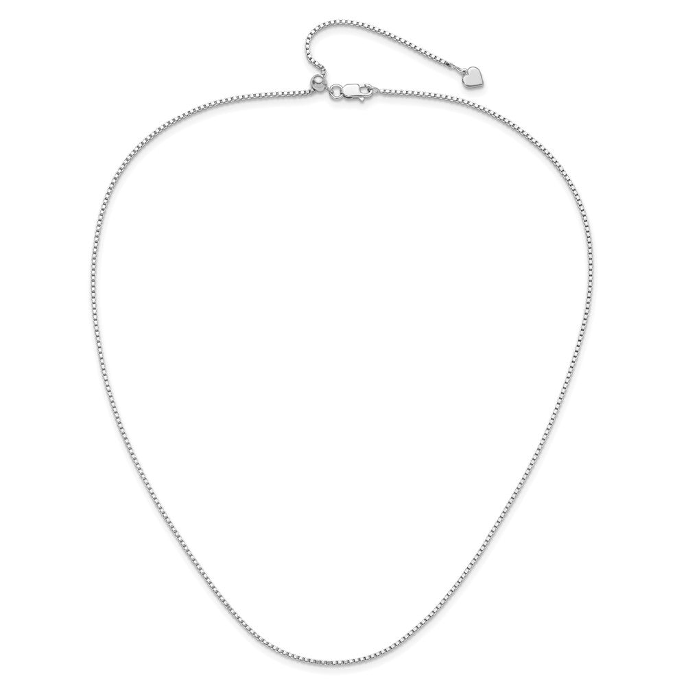 3 Inch Sterling Silver Rh Plated Adjustable 1.3mm Box Chain Necklace