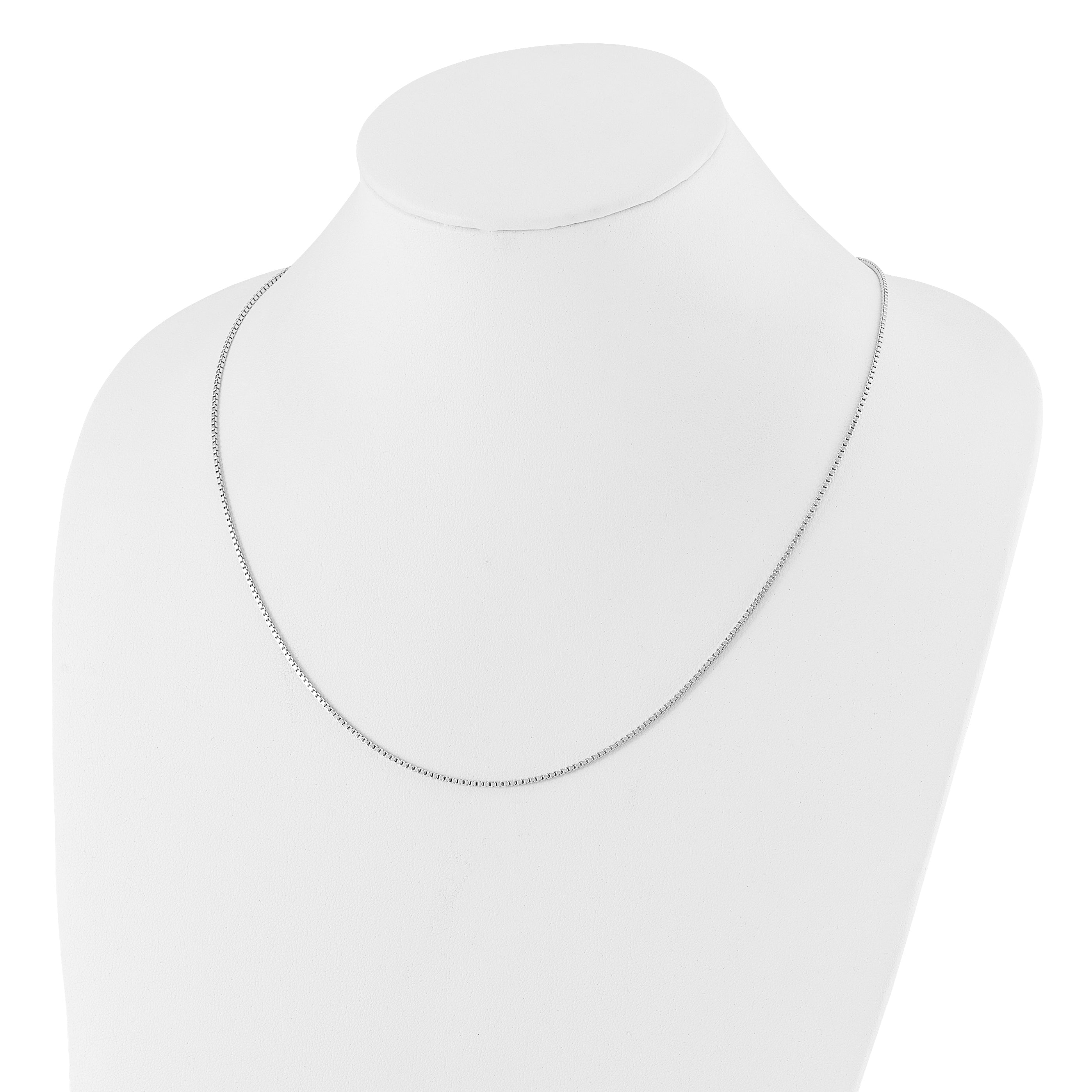 36 Inch Sterling Silver Rh Plated Adjustable 1.3mm Box Chain Necklace