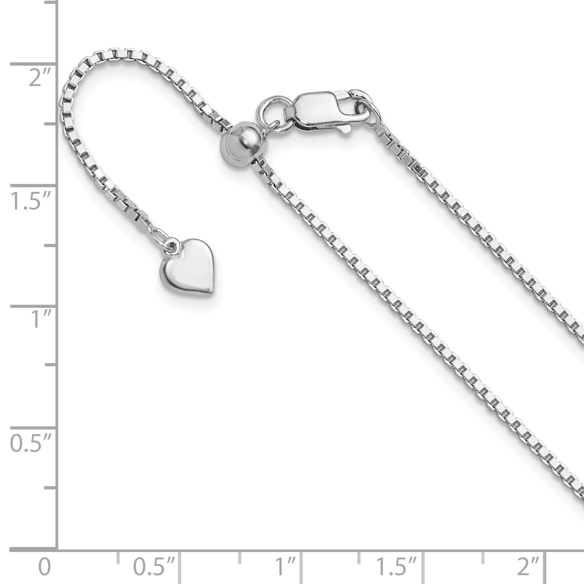 36 Inch Sterling Silver Rh Plated Adjustable 1.3mm Box Chain Necklace