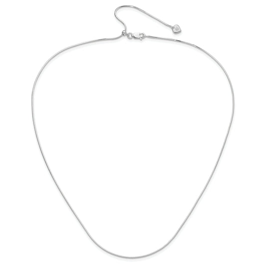 22 Inch Sterling Silver Rh Plt Adjustable 1mm D/C Square Snake Chain Necklace