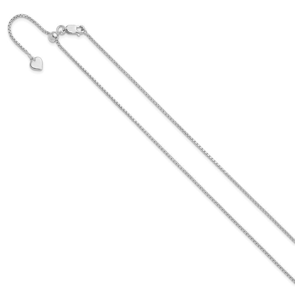 3 Inch Sterling Silver Rh Plated Adjustable 1.25mm Round Box Chain Necklace