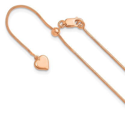 22 Inch Sterling Silver Rose Gold-Plated Adjustable .95mm Snake Chain Necklace