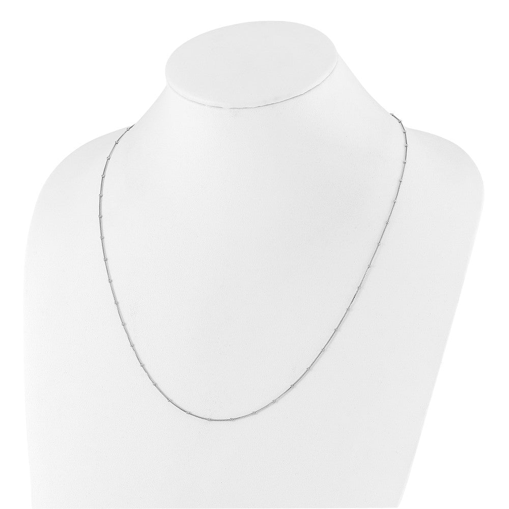 22 Inch Sterling Silver Adjustable 1.5mm Beaded D/C Box Chain Necklace