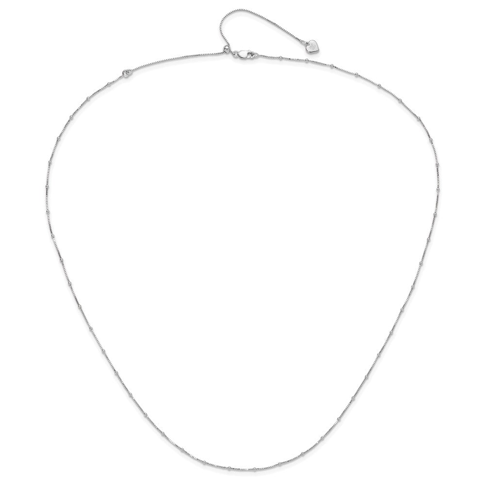 22 Inch Sterling Silver Adjustable 1.5mm Beaded D/C Box Chain Necklace