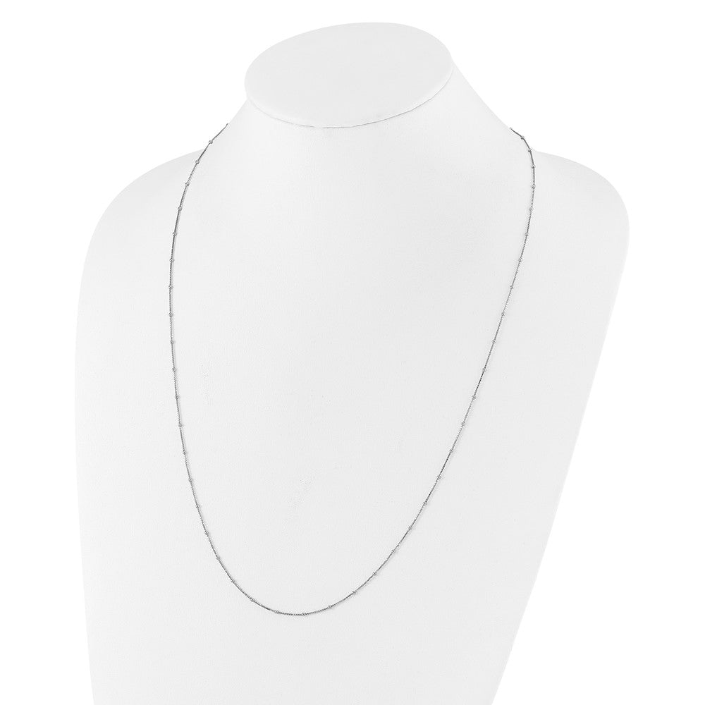 22 Inch Sterling Silver Adjustable 1.5mm Beaded D/C Box Chain Necklace