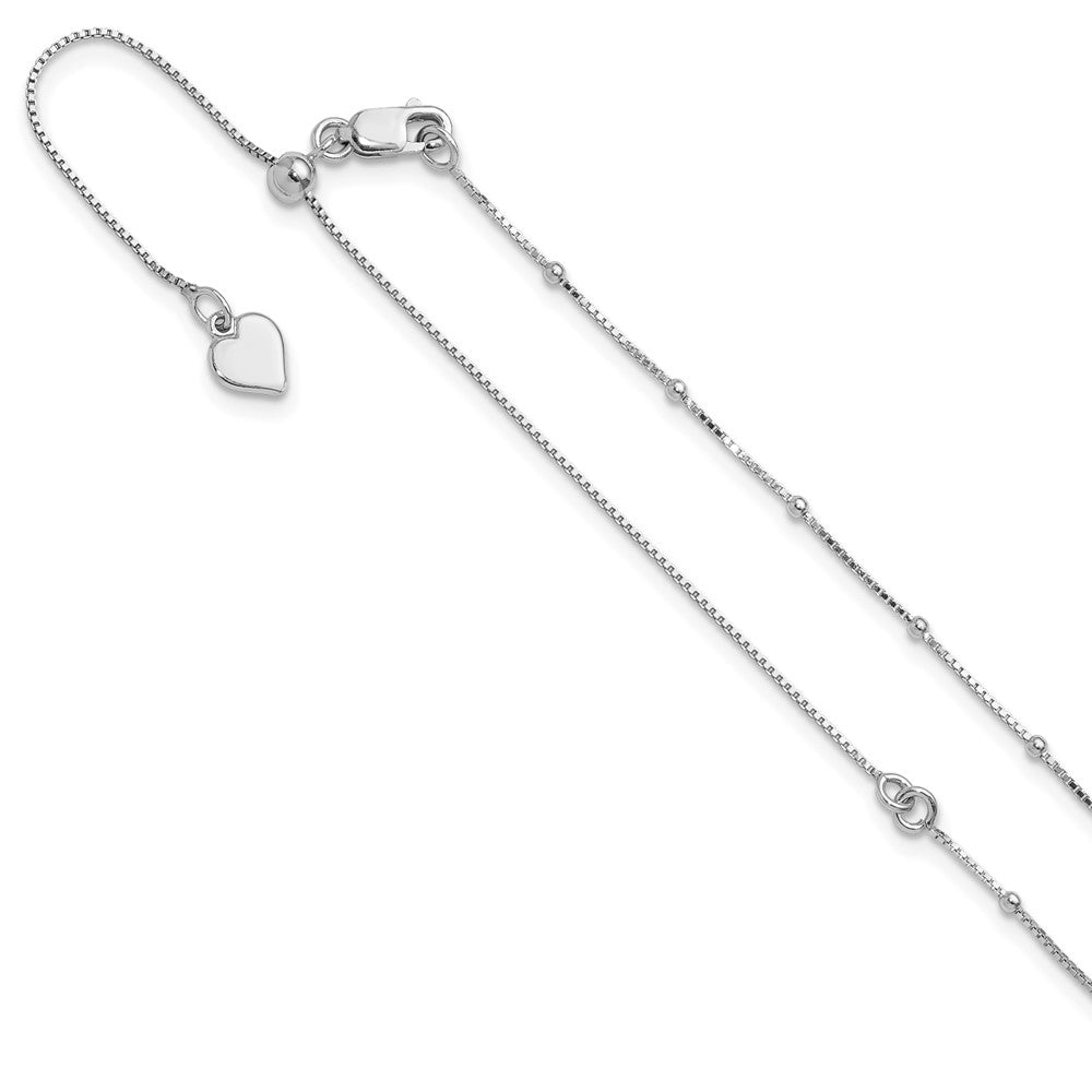 22 Inch Sterling Silver Adjustable 1.5mm Beaded D/C Box Chain Necklace