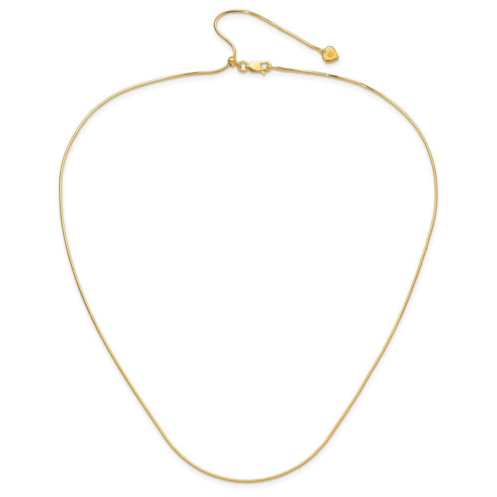 3 Inch Gold Plated Sterling Silver Adjustable 1mm D/C Square Snake Chain Necklace