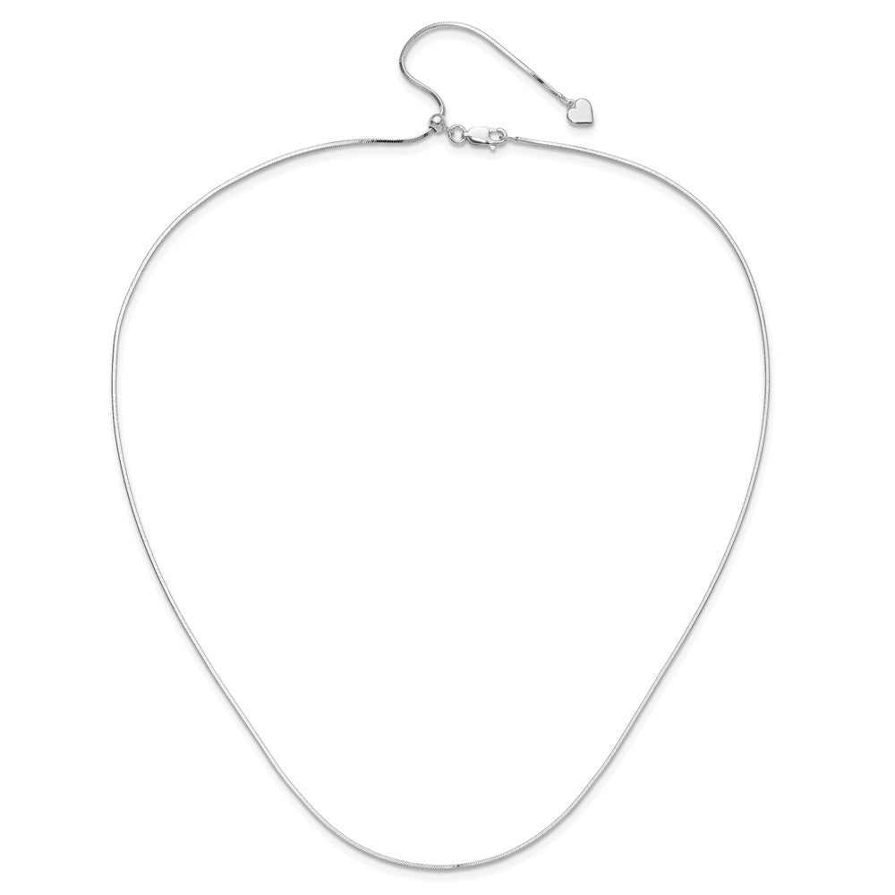 3 Inch Sterling Silver Rh Plt Adjustable 1.2mm D/C Square Snake Chain Necklace