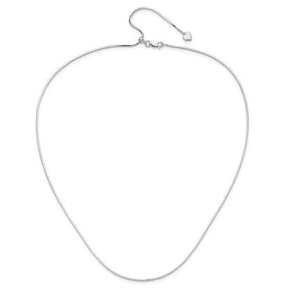 3 Inch Sterling Silver Rh Plt Adjustable 1.2mm D/C Square Snake Chain Necklace