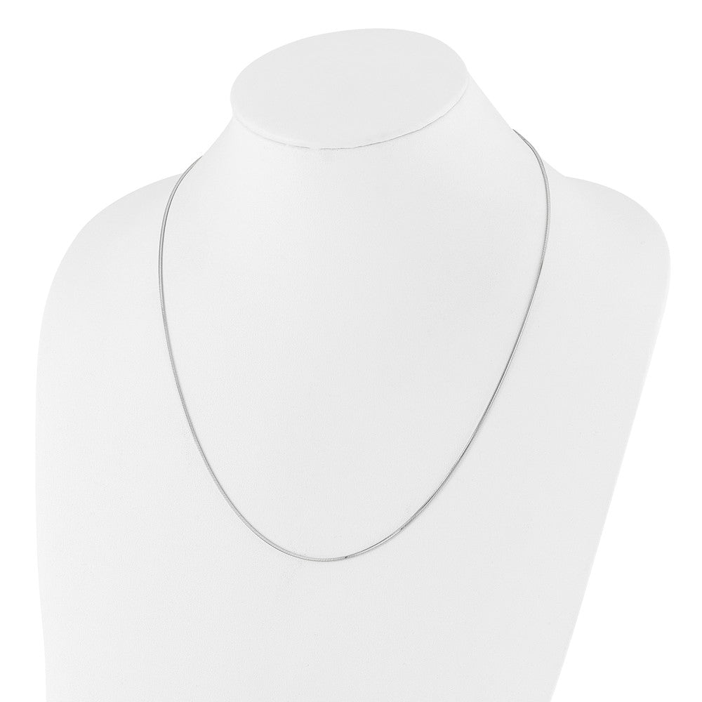 22 Inch Sterling Silver Rh Plt Adjustable 1.2mm D/C Square Snake Chain Necklace