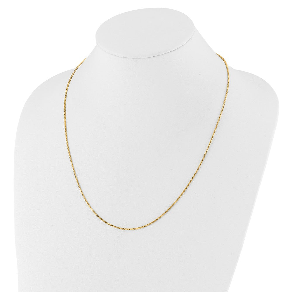 22 Inch Gold Plated Sterling Silver Adjustable 1.25mm Round Box Chain Necklace