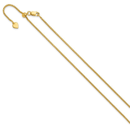 22 Inch Gold Plated Sterling Silver Adjustable 1.5mm Round Box Chain Necklace
