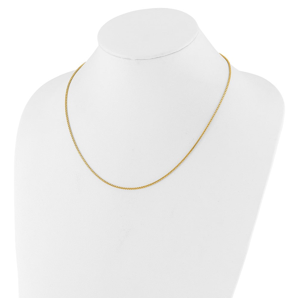 22 Inch Gold Plated Sterling Silver Adjustable 1.5mm Round Box Chain Necklace