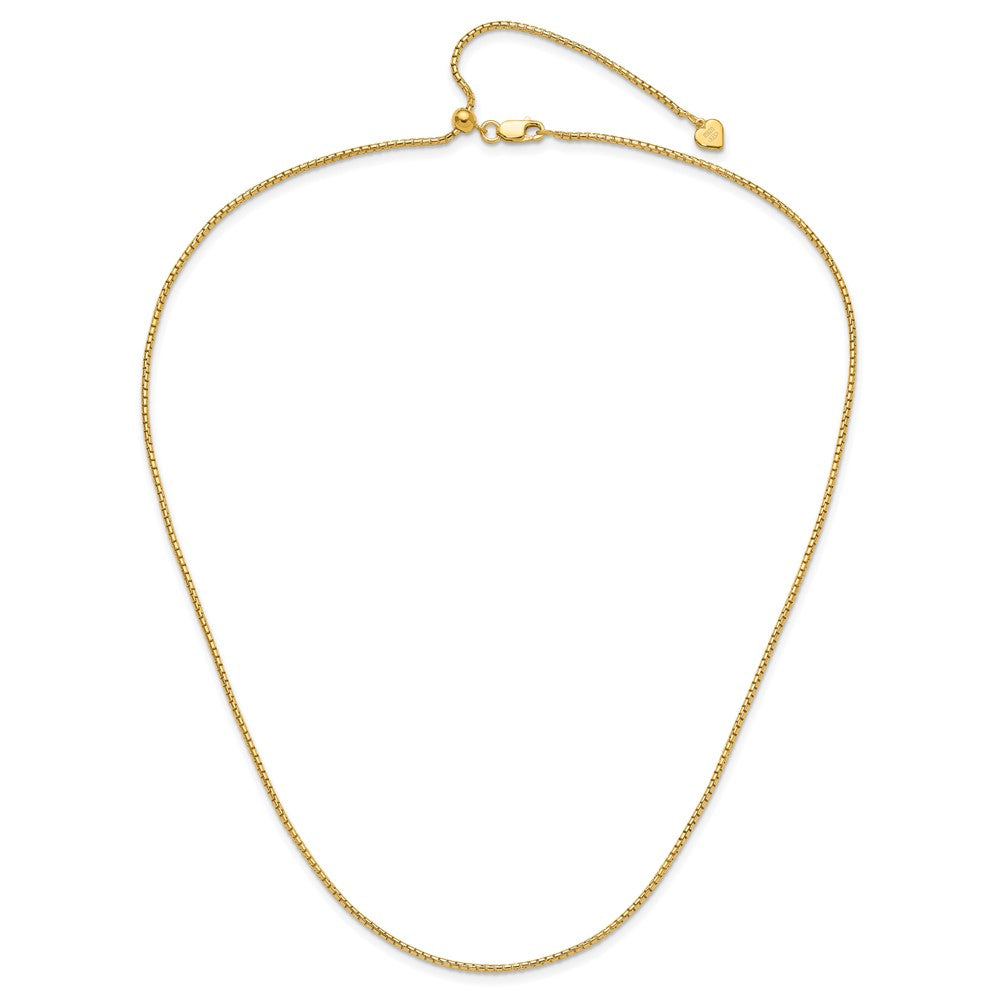 3 Inch Gold Plated Sterling Silver Adjustable 1.5mm Round Box Chain Necklace