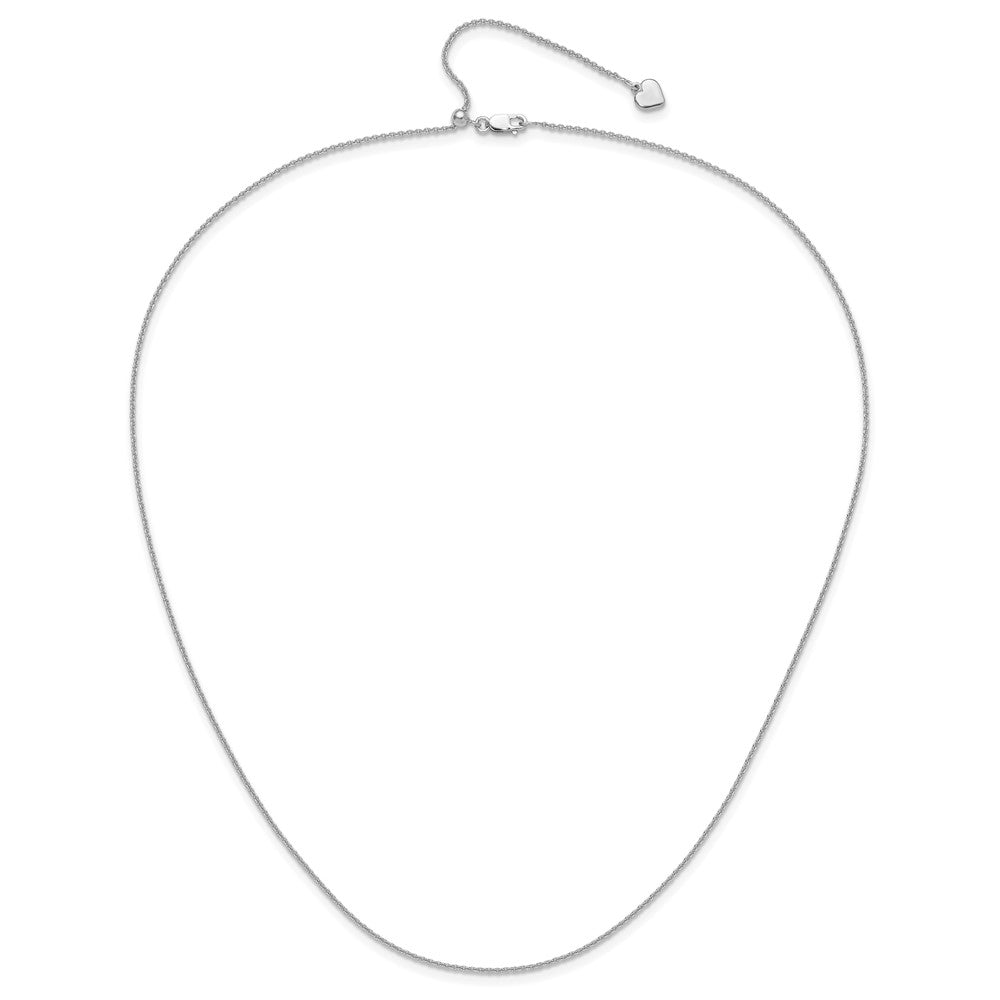 22 Inch Sterling Silver Rh Plated Adjustable 1.3mm Rolo Chain Necklace