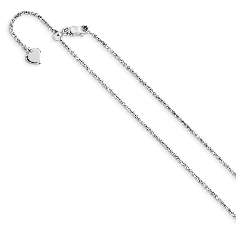 3 Inch Sterling Silver Rh Plated Adjustable 1.3mm Rolo Chain Necklace