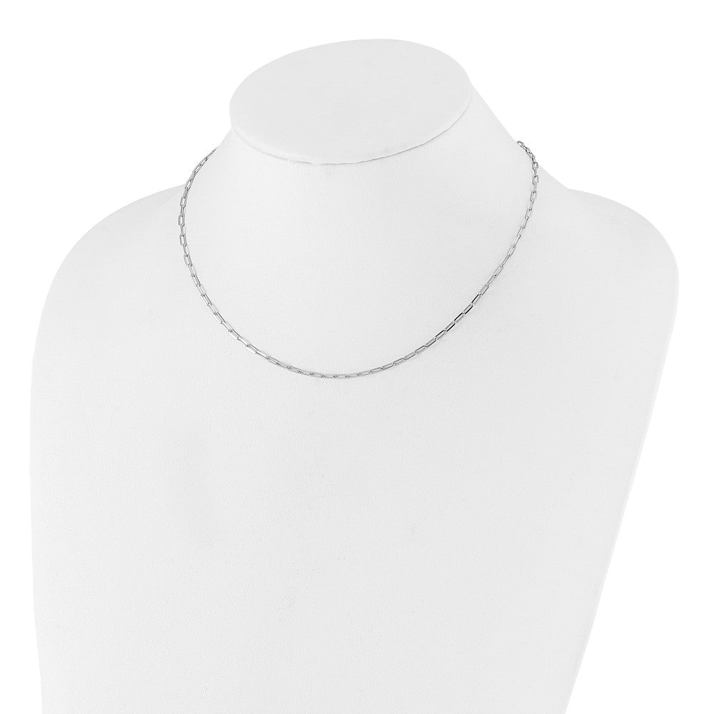 22 Inch Sterling Silver Ss Rh Plated Adjustable 2mm Paperclip Flat Oval Link Chain Necklace