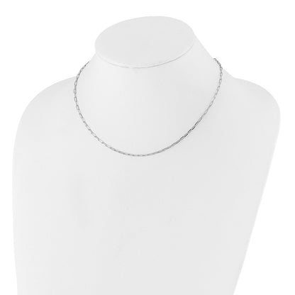 22 Inch Sterling Silver Ss Rh Plated Adjustable 2mm Paperclip Flat Oval Link Chain Necklace