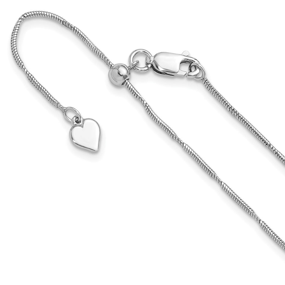 22 Inch Sterling Silver Rhodium Plated Diamond Cut Adjustable Snake Chain Necklace