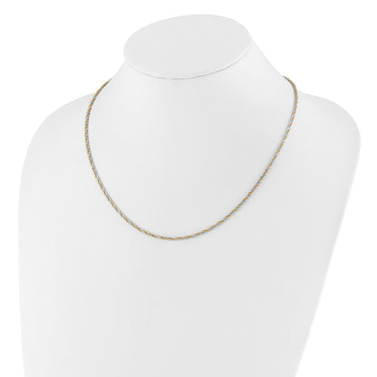 3 Inch Sterling Silver Gold Tone Adjustable 2mm Cyclone Chain Necklace